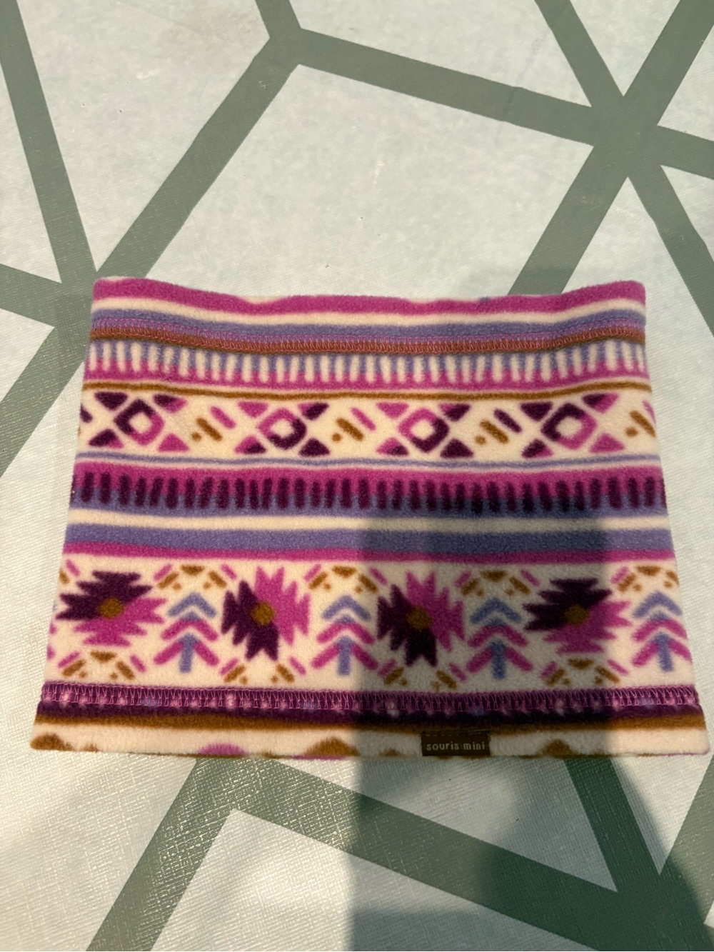 souris mini Kids Pink & Purple Patterned Fleece Neck Warmer